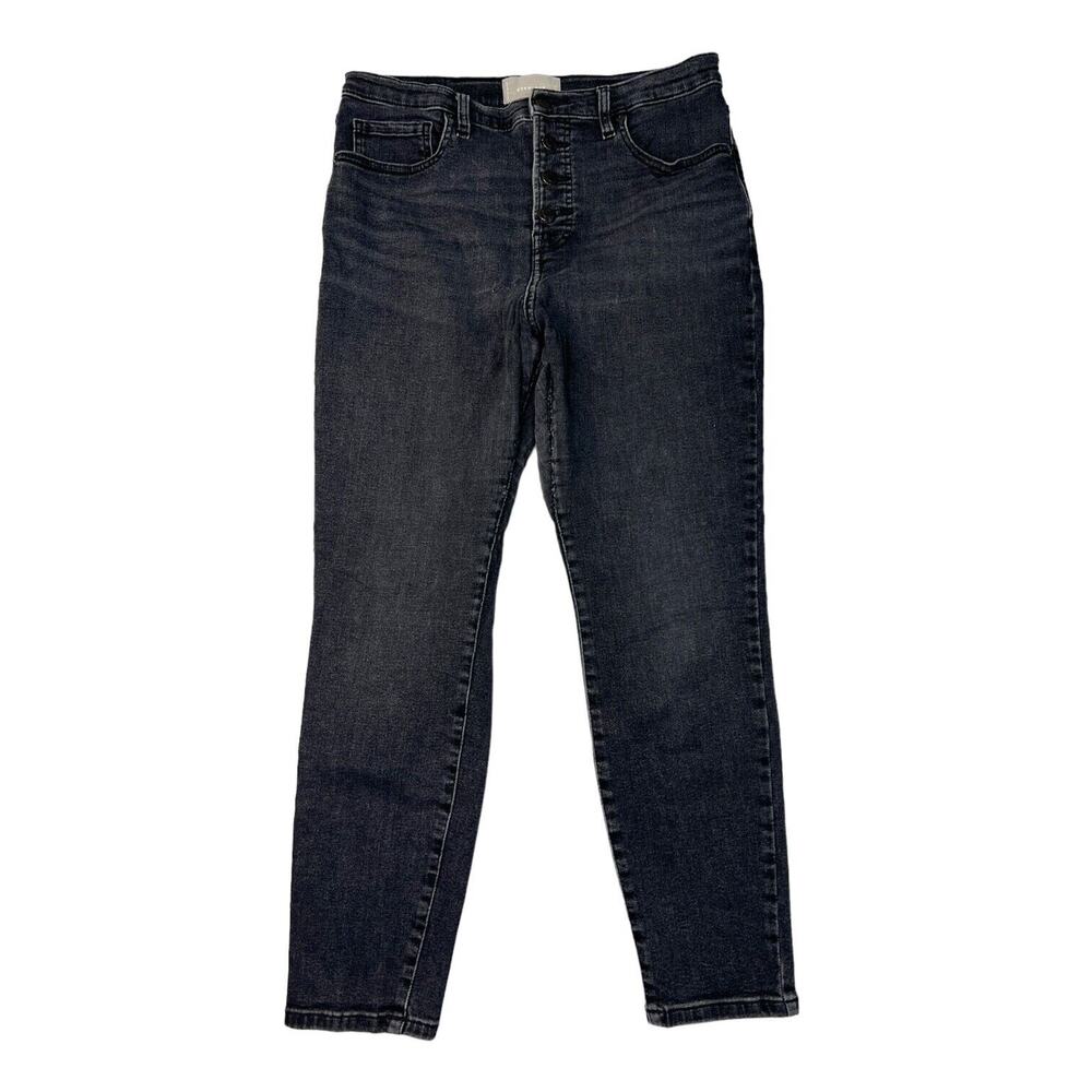 Everlane High Rise Skinny Ankle Jeans Button Fly FLAW Washed Black Womens 31